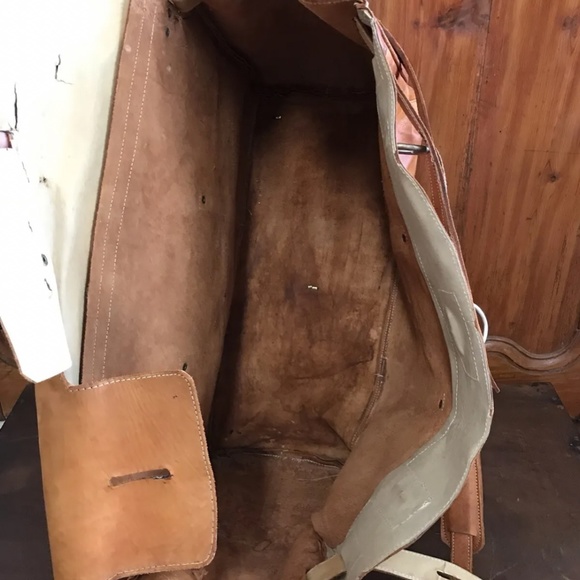 Antique 1955 Leather U S Mail Money Duffle Bag Railroad Overnight Crossbody Bag - Picture 7 of 10